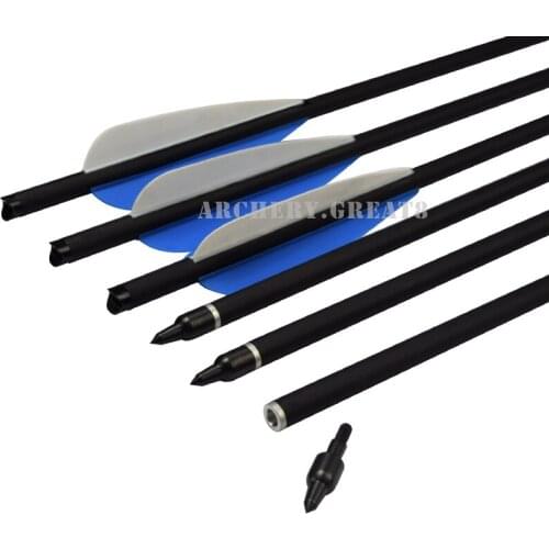 6/12pcs 16" 18" 20" Crossbow Bolt Fiberglass Arrow OD8.8mm 4" Vanes Feather Changeable Arrowhead Blue Archery Bow Free Shipping