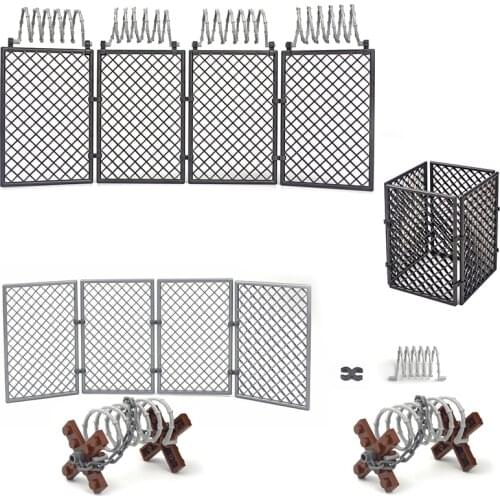 Military Base Barbed wire Building Block City military Scene Accessory Fence Isolation net MOC Parts Brick 30104 92338 chain
