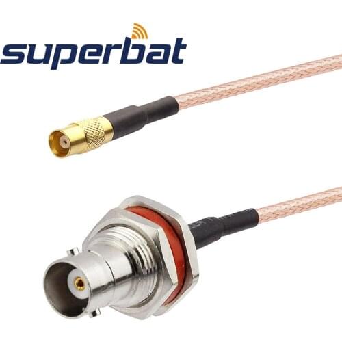 Superbat MCX Female Jack Straight to BNC Female Bulkhead O-ring Straight Pigtail Cable RG316 15cm
