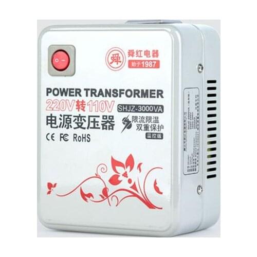 Fast Shipping SHJZ-3000VA 220v to 110v 3000W temperature control Step Down Voltage Converter Transformer Converts copper coil