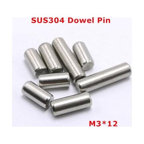 200pcs M3*12 Dia 3mm Dowel Pin GB119 SUS304 stainless steel Cylindrical Pin / Fixed Location Paralled Pins