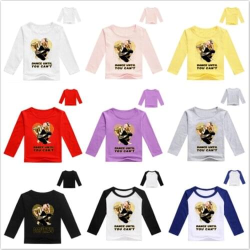 Spring Cotton Cartoon JOJO Siwa Dance Until You Can't Girls Long Sleeves T-Shirts Baby Girl Top Clothes Tshirt Kids Costumes Tee