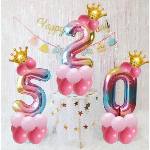 Baby Shower Birthday Party Balloons Wedding Bride To Be Decors Number Aluminum Foil Balloons for 0-9 Years Birthday Girls