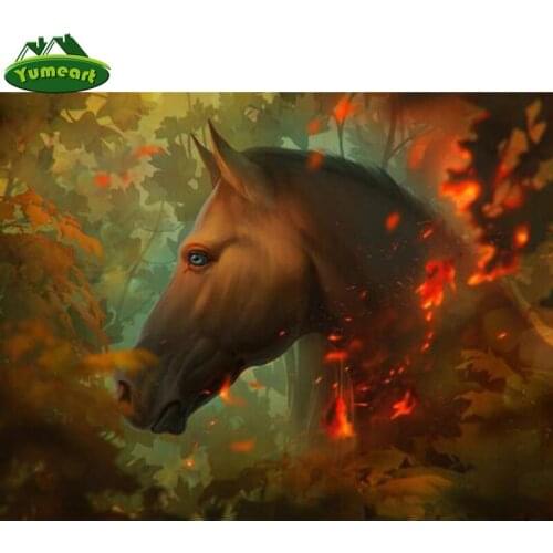 YUMEART 5D DIY Diamond Painting Animals Brown Horse Full Square Diamond Embroidery Crystal Rhinestone Mosaic Decor Picture