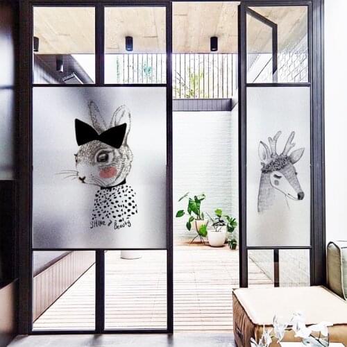 Custom Size Cat print Glass Window Film Static Cling No Glue Opaque Window Stickers Frosted Decals Living Room YYKT2041