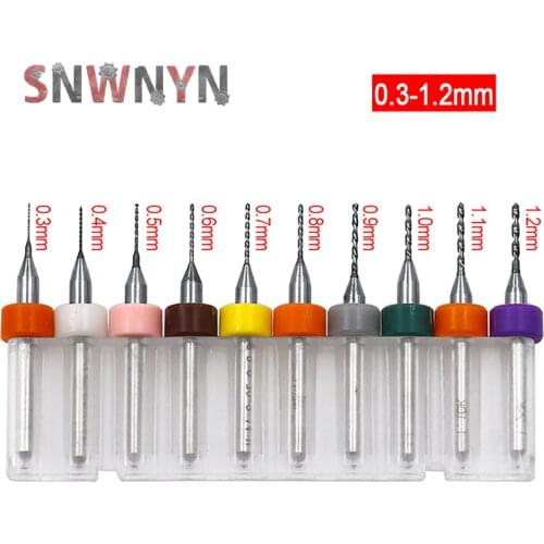 10pcs/set 0.3mm to 1.2mm PCB Mini Drill Bit Hard Alloy PCB Print Circuit Board Carbide Micro Drill Bits Tool For CNC