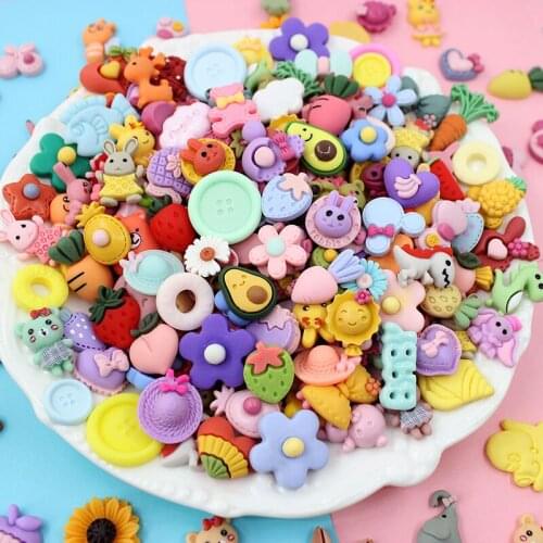 100pcs DIY Multicolor Random Mix Miniature Animal Ice Cream Candy Chocolate Cake Beads Resin Accessories Jewelry Material Toy