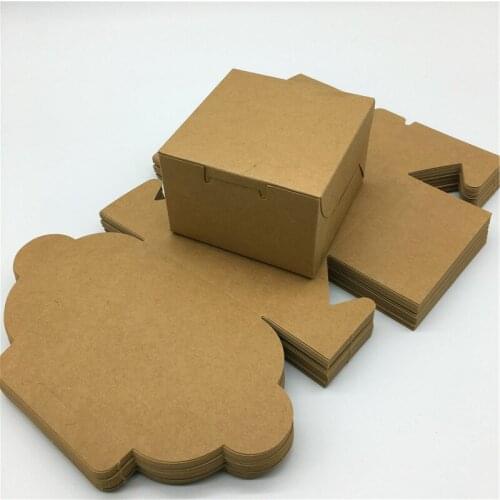 20Pcs Kraft Paper Gift Packaging Box With PVC Windows,White Cardboard Handmade Cake/Candy Boxes