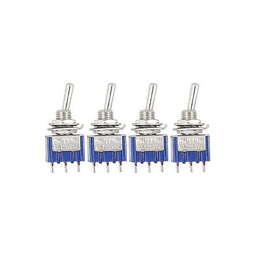 4 Pcs AC 125V 6A 3 Pin SPDT On/Off/On 3 Position Mini Toggle Switch Blue