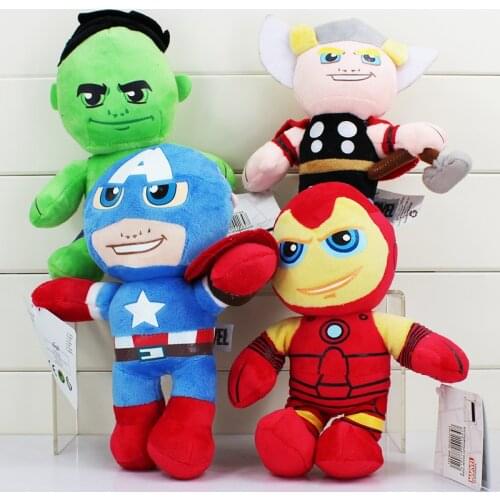 4 Styles 20cm The Avengers Plush Green Hulk Thor Captain America Iron Man Plush Doll Soft Stuffed Toys Free Shipping