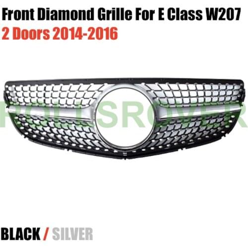ROLLSROVER Front Bumper Diamond Grille Grill For E Class W207 2 Doors 2014-2016 Black Silver