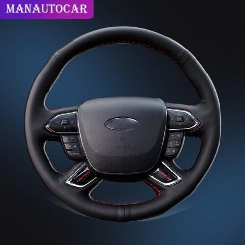 Car Braid On The Steering Wheel Cover for Ford Taurus 2016 2017 Hand-Stitch Auto Braiding Cover Car-styling Interior Accessories