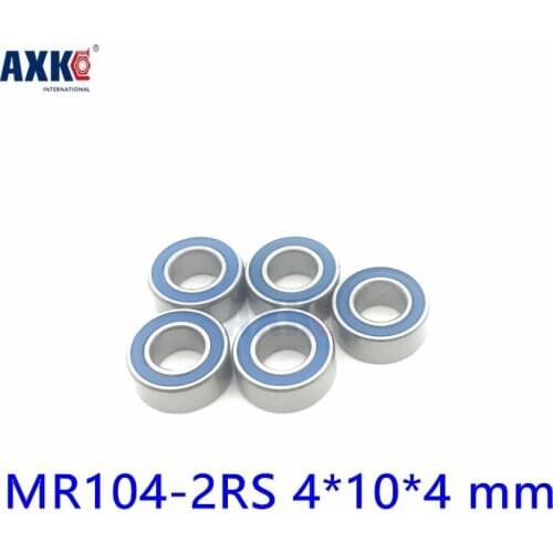 Axk High Quality 10pcs Mr104-2rs Abec-5 4*10*4 Mm Miniature Ball Bearings Mr104rs L1140 Blue Rubber Seal Cover
