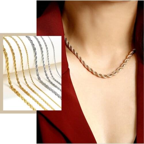 Basic Stainless Steel Twisted Singapore Chain Necklaces for Women Female Choker Collar Gifts Jewelry