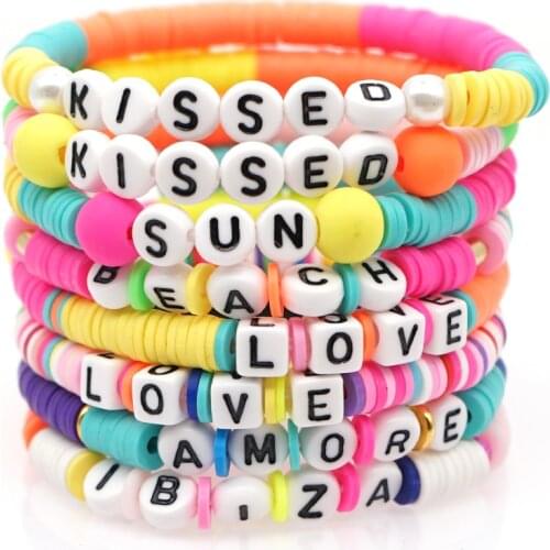 GO2BOHO Bracelet For Women Boho Bracelets Handmade Heishi Disc Beads Letter Pulseras African Multicolor Jewelry 2020 New Custom