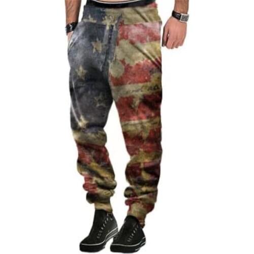 Mens Trousers Independence Day Adults Star Stripe Print High Elastic Waist Long Pants Pencil Pants for Spring Summer Fall