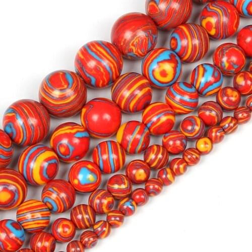 4-12mm Natural Stone Beads Round Smooth Loose Red Pine Stone Beads For Jewelry Making DIY Charm Bracelet Necklace Handmade
