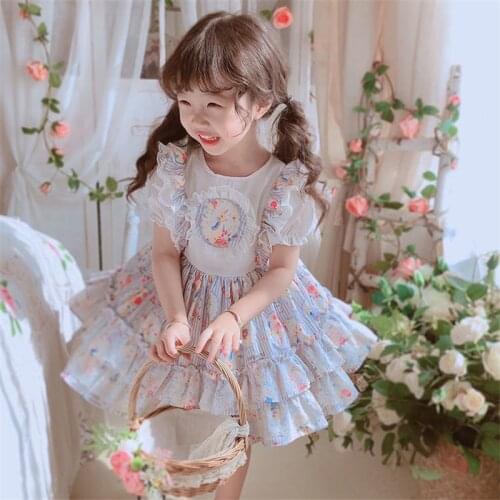 Girls Ceremonial Dresses 2021 Vintage Princess Girls Sweet Lolita Cute Outfits Baby Girls Vestidos for 3 4 5 6 7Y