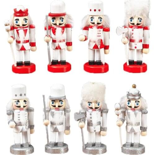 10CM 4pcs Wooden Nutcracker Doll Puppet Soldier Shape Decor Pendant New Year Christmas Tree Pendant Ornaments Christmas Gift