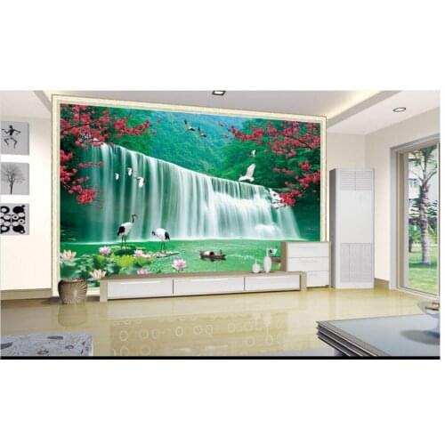 3D photo wallpaper custom 3d wall murals wallpaper landscape mural Waterfall plum flower landscape wallpaper murals home decor