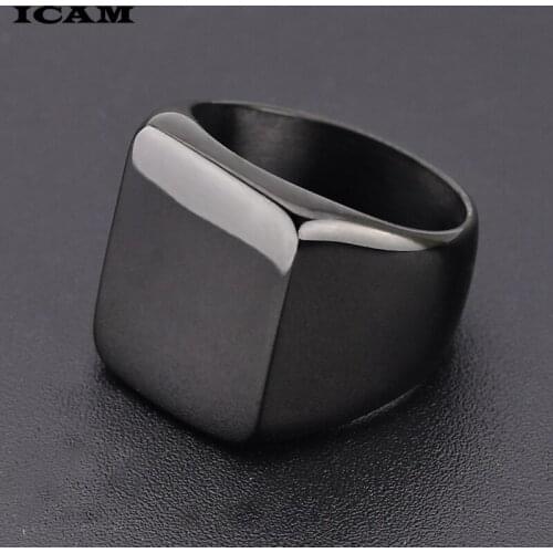 ICAM Solid Polished Stainless Steel Men Ring Band Biker Men Signet Ring Finger Jewelry famous designer black rings for men