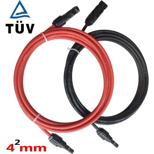 Solar PV Cable 4mm2 with connector Tinned-Copper Conductor TUV approved XLPE insulation solar cable wire