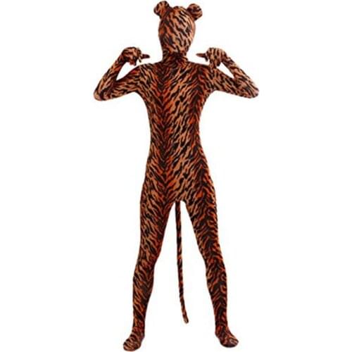 Ensnovo Spandex Tiger Costume Cosplay Zentai Zebra Leopard Bodysuit Unitard Body Suit Stretch Full Body Animal Costumes