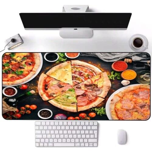 Pc mouse pad pizza picture led light gaming player rgb mousepad computer equipment keyboard large desk mat ordinary carpet mats