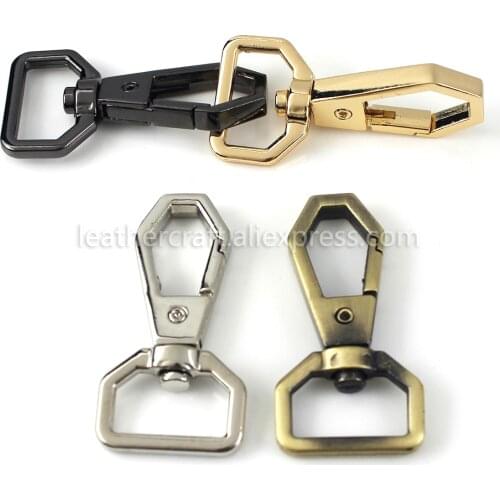 1x Metal Polygonal Swivel Trigger Snap Hook Spring Gate Clasps Clips Leather Belt Pet Leash Bag Strap Webbing Keychain Hooks