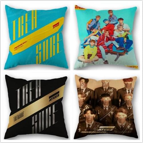 New Arrival Ateez Cotton Linen Square Zippered Pillow Cover For Office Family Customize Your Picture 45*45cm DIY