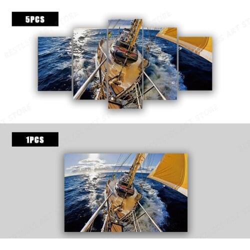 Sailboat sea sport landscape blue water nautical seascape artwork living room home decor art print canvas poster