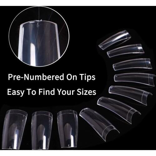 Clear Acrylic Nail Tips French Fake Nail 500pcs Fake Nails Half Cover False Nail 10 Sizes