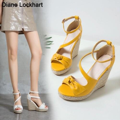 Large Size Wedge Sandals For Women Summer Espadrille Shoes Fashion Knitted High Heels Gladiator Sandal Casual Cover Heel Shoe