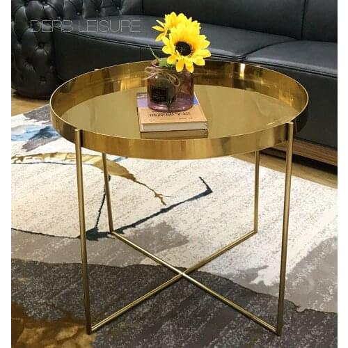 Modern Classic Design Stainless Steel Shining Glossy Rose Gold Side table Loft beautiful fashion Gold sofa side corner Table 1PC
