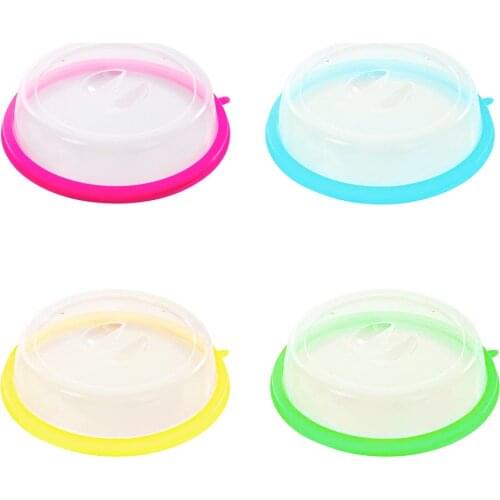 Microwave Food Anti-Sputtering Cover With Handle Heat Resistant Wraps Reusable Silicone Food Fresh Keeping Sealed Covers