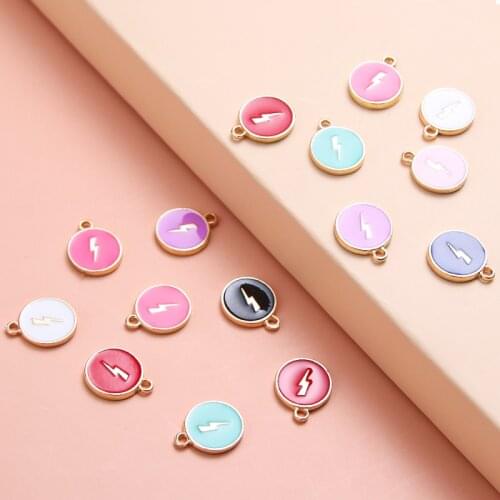 10 Pcs Women Fashion Lightning Pendant Enamel Charms Bracelet For Jewelry Making Handmade Craft Accessories
