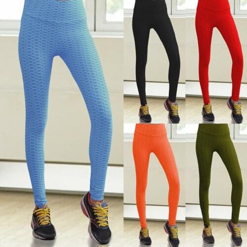Women Yoga Pants Jacquard Bubble High Waist Hip Tights Fashion Women Sports Leggings Abdomen Yoga Tights