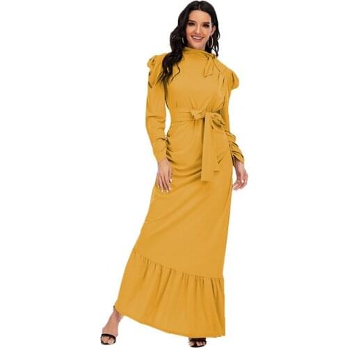 Irregular Womens Long Sleeve Dress Fashion Casual Solid Color Belt Multiply Wrape Gown Spring 2021 Bohemian Sexy Loose Dress
