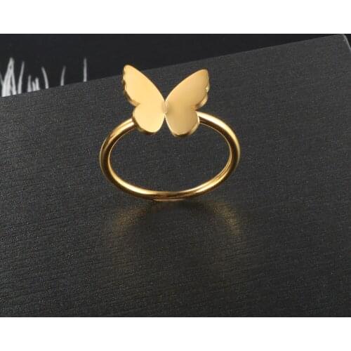 ZMFashion Gold Color Butterfly Rings Minimalist Friendship Engagement Wedding Rings For Women Rings Jewelry Gift