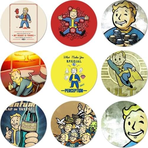58mm Isle Studios game Fallout Icons Pins Badge Decoration Brooches Metal Badges For Backpack Decoration