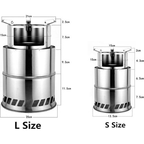 1 Pcs Foldable Camping Wood Stove Stainless Steel Windproof Wood Burning Stove for Outdoor Camping Hiking Picnic BBQ Cooking