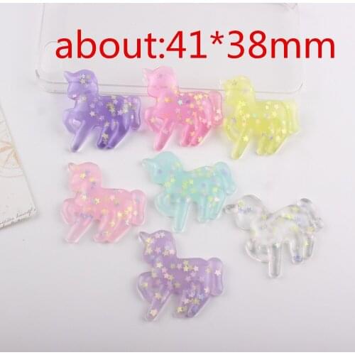 10pcs/lot flat back resin cabochons accessories resin unicorn with star in it mix colors