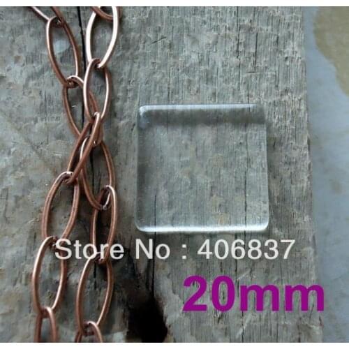 100pcs/Lot, Good Quality 20mm Flat Square Transparent Clear Magnifying Glass Cabochon