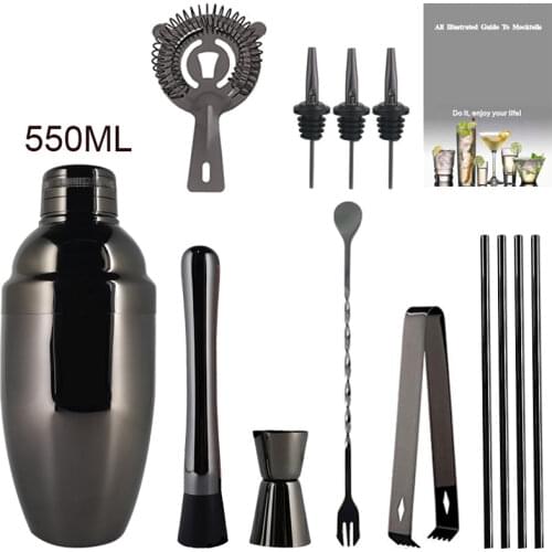 1-15Pcs/set Barware Set Stainless Bar Cocktail Shaker Set Bartender Kit Shakers Bar Tools With Wine Stand