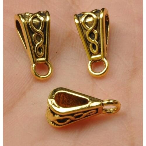 30Pcs Tibetan Silver Triangle Bail Bead Fit Bracelet Charms Connectors 7x15x6mm 3606