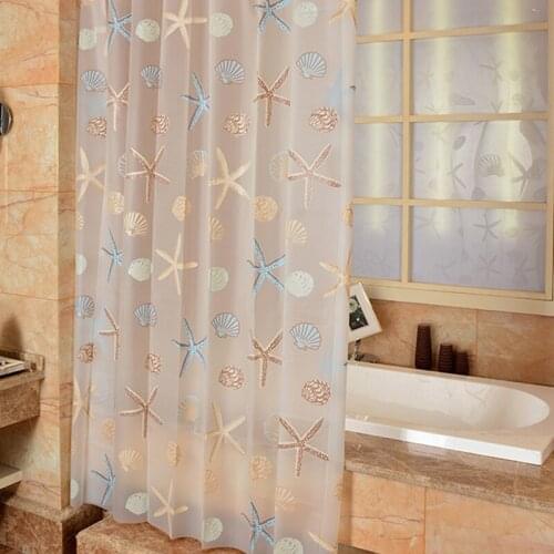 36 Shower Curtain Starfish Partition Fresh Seaside Style Waterproof Mildew PEVA Curtain For Bathroom Shower Room