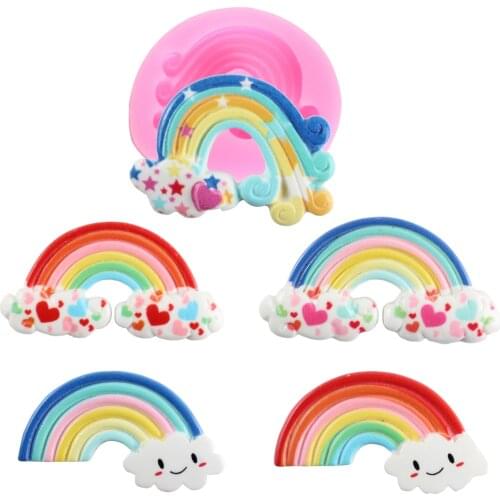 3D Rainbow Silicone Molds Baby Birthday Fondant Mold Sugarcraft Cake Decorating Tools Candy Clay Chocolate Gumpaste Moulds