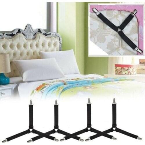 4pcs/set Black Practical Durable High Elastic Adjustable Anti-slip Sheet Holder Sets