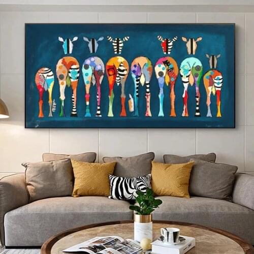 Abstract Zebra Canvas Painting Graffiti Art Animal Posters and Print Modern Wall Art Picture for Living Room Home Decor Unframed