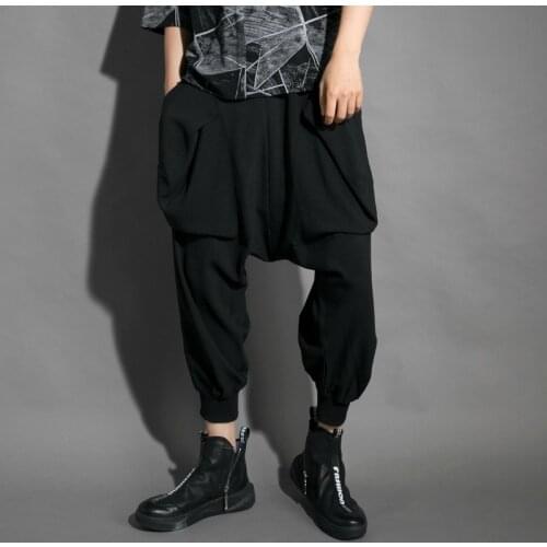 Dark wind summer yamamoto wind personality nightclub loose trend off crotch pants harem pants nine minutes pants men